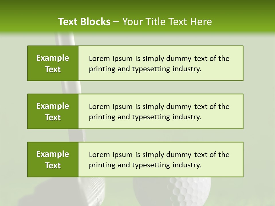 Golf Stick And Ball On The Green Grass With Green Background PowerPoint Template