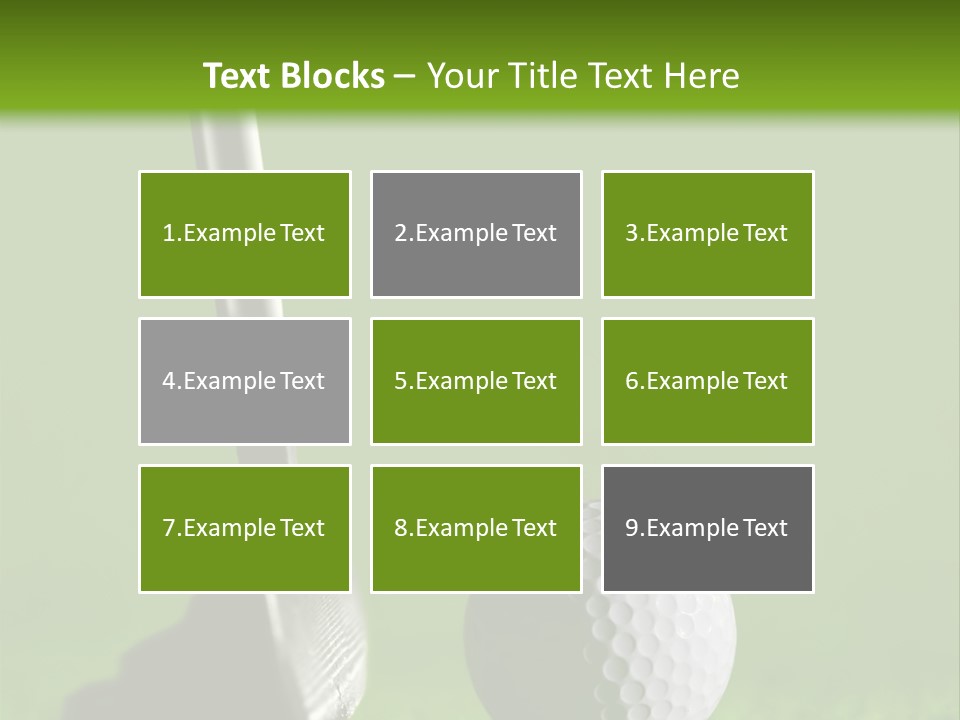 Golf Stick And Ball On The Green Grass With Green Background PowerPoint Template