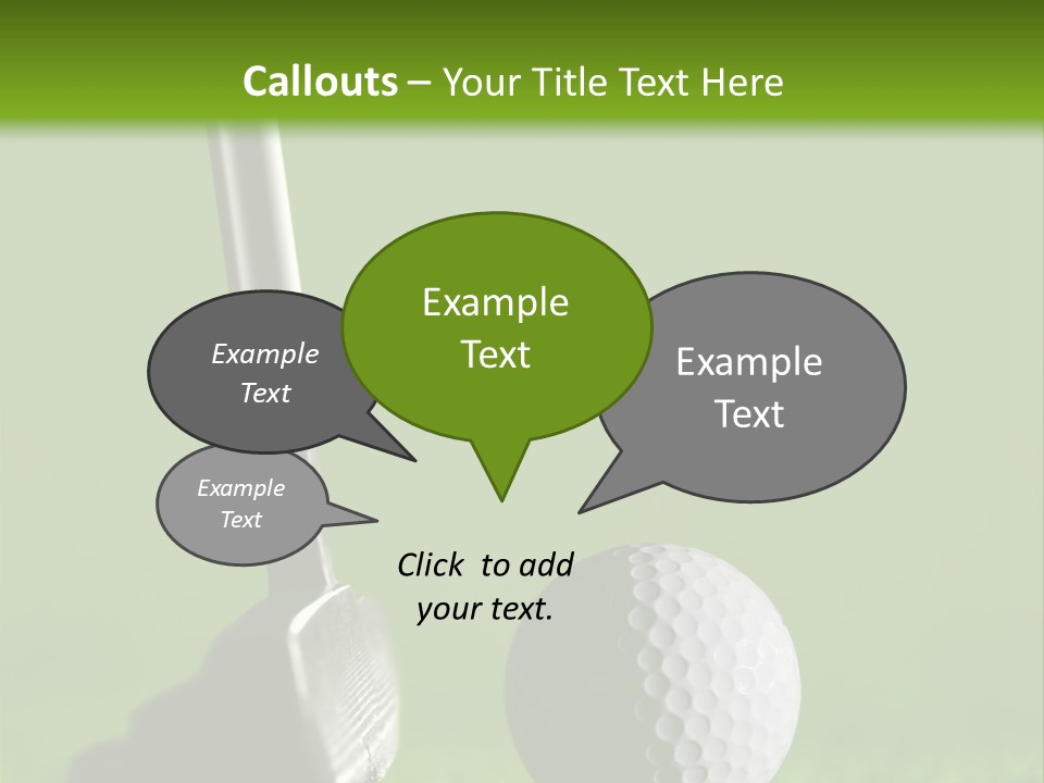 Golf Stick And Ball On The Green Grass With Green Background PowerPoint Template