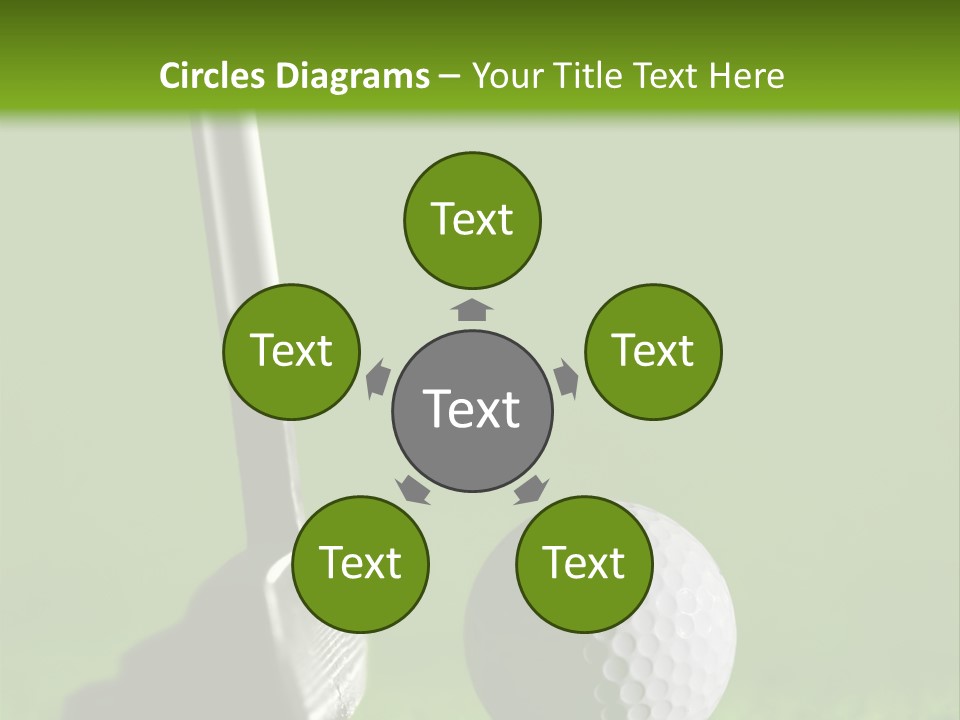 Golf Stick And Ball On The Green Grass With Green Background PowerPoint Template