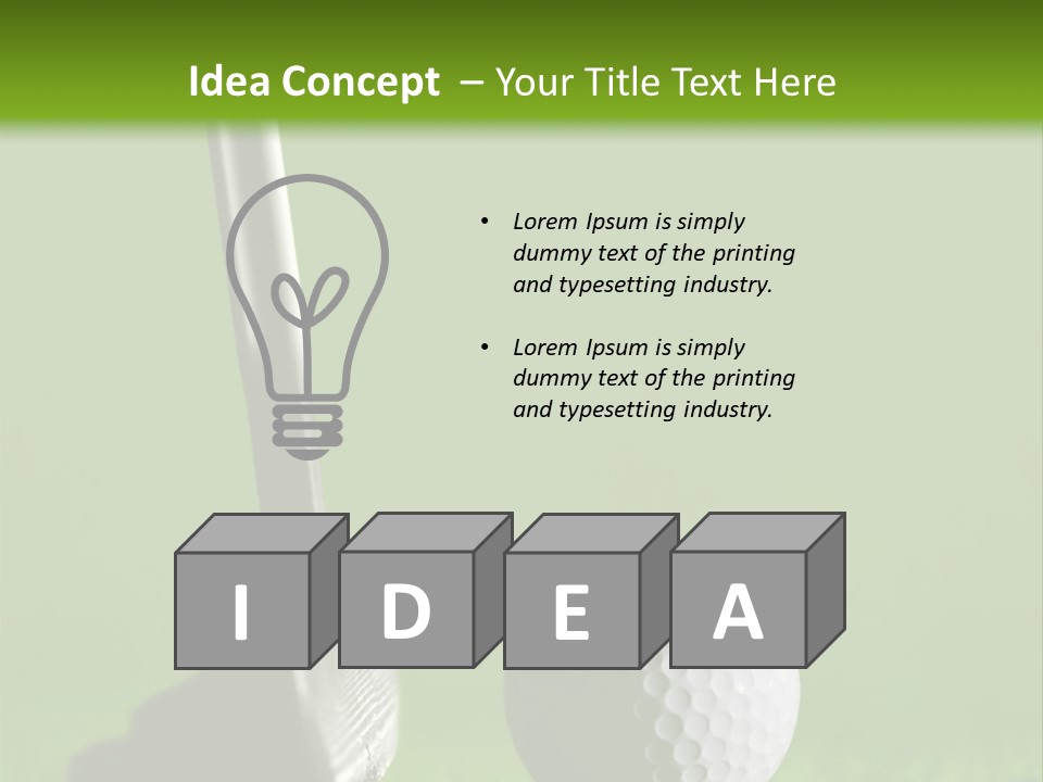 Golf Stick And Ball On The Green Grass With Green Background PowerPoint Template