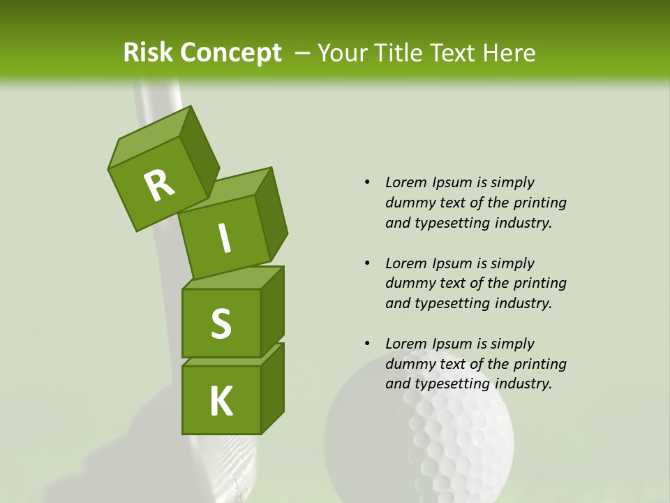 Golf Stick And Ball On The Green Grass With Green Background PowerPoint Template