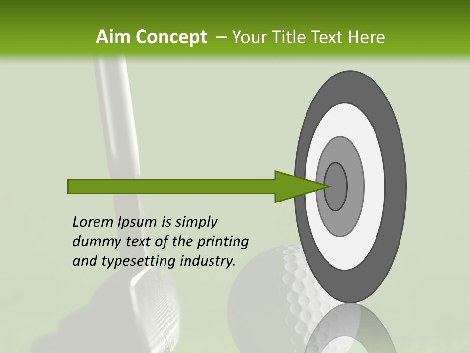 Golf Stick And Ball On The Green Grass With Green Background PowerPoint Template