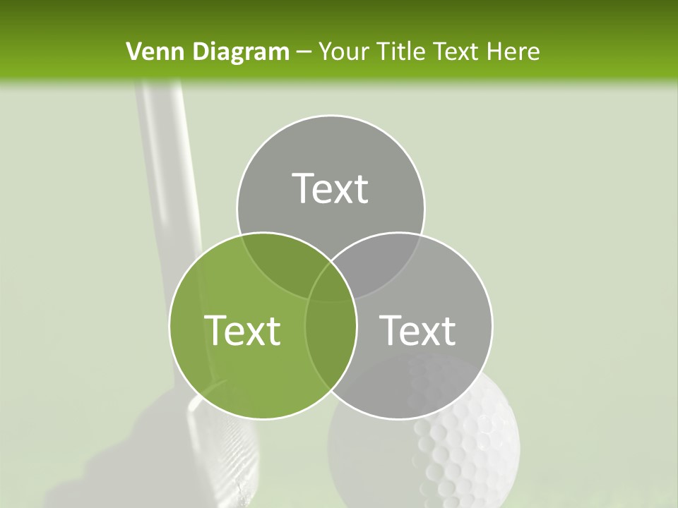 Golf Stick And Ball On The Green Grass With Green Background PowerPoint Template