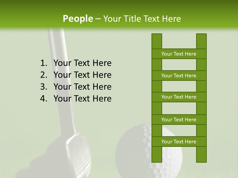 Golf Stick And Ball On The Green Grass With Green Background PowerPoint Template