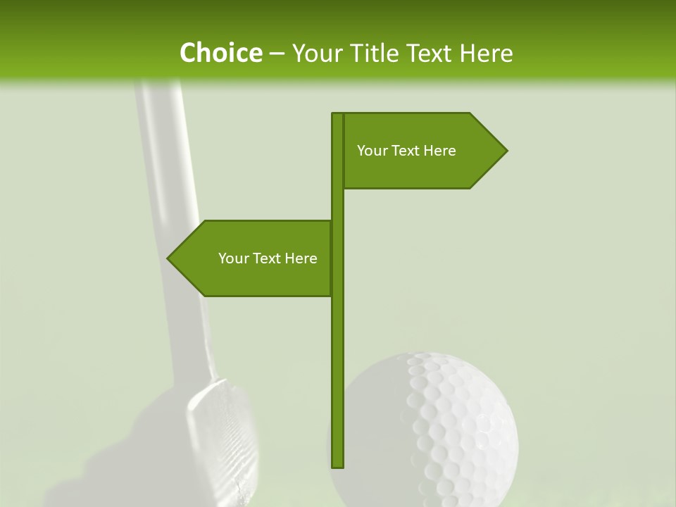 Golf Stick And Ball On The Green Grass With Green Background PowerPoint Template