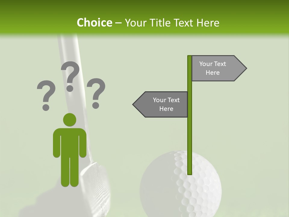 Golf Stick And Ball On The Green Grass With Green Background PowerPoint Template