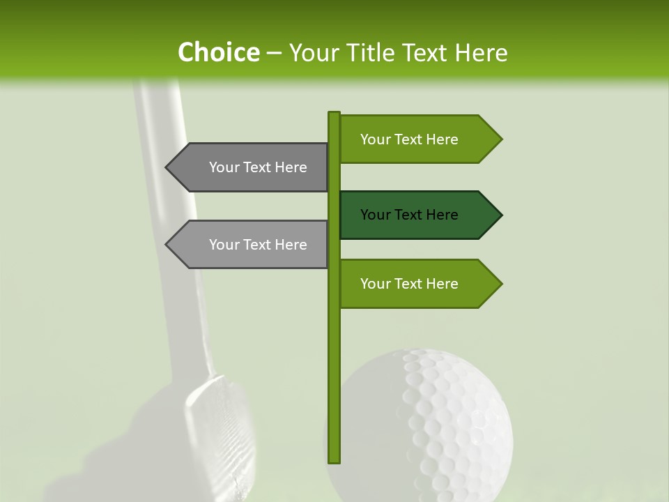 Golf Stick And Ball On The Green Grass With Green Background PowerPoint Template