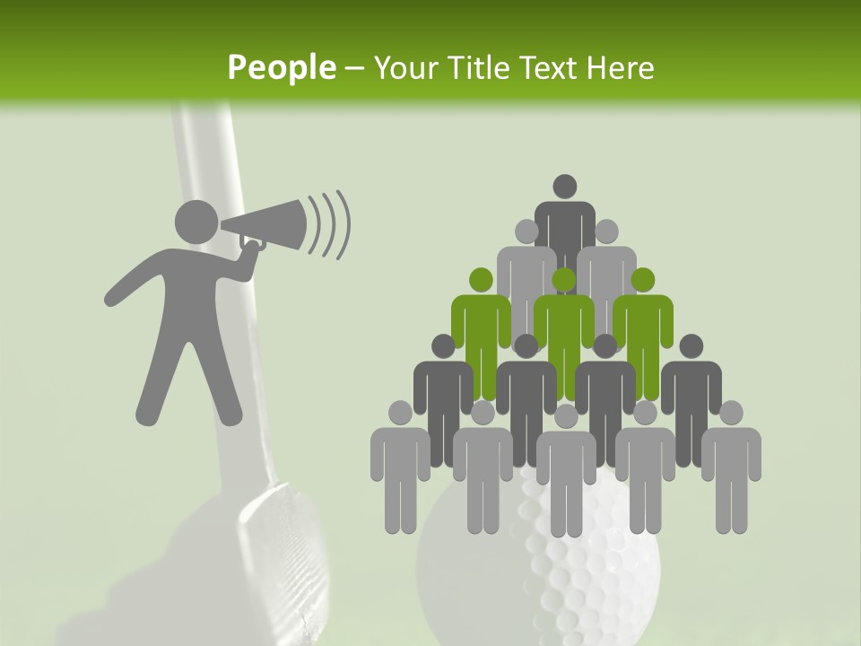 Golf Stick And Ball On The Green Grass With Green Background PowerPoint Template