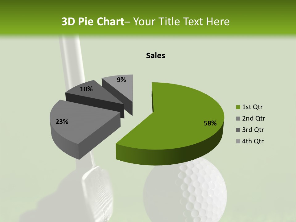 Golf Stick And Ball On The Green Grass With Green Background PowerPoint Template