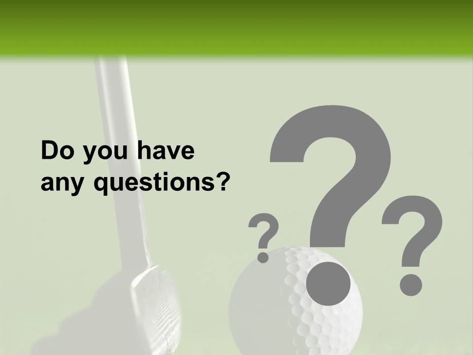 Golf Stick And Ball On The Green Grass With Green Background PowerPoint Template