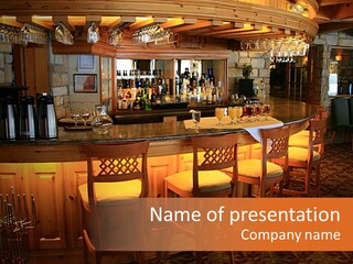 Restaurant's Lighted Bar Area. PowerPoint Template