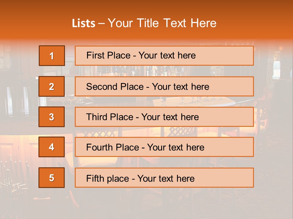 Restaurant's Lighted Bar Area. PowerPoint Template