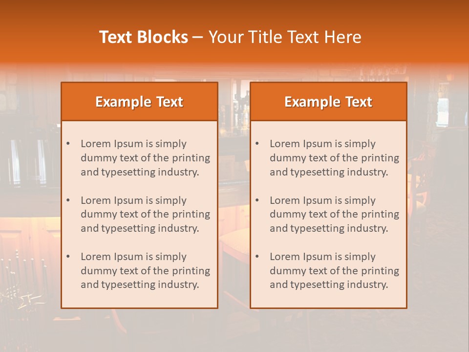 Restaurant's Lighted Bar Area. PowerPoint Template