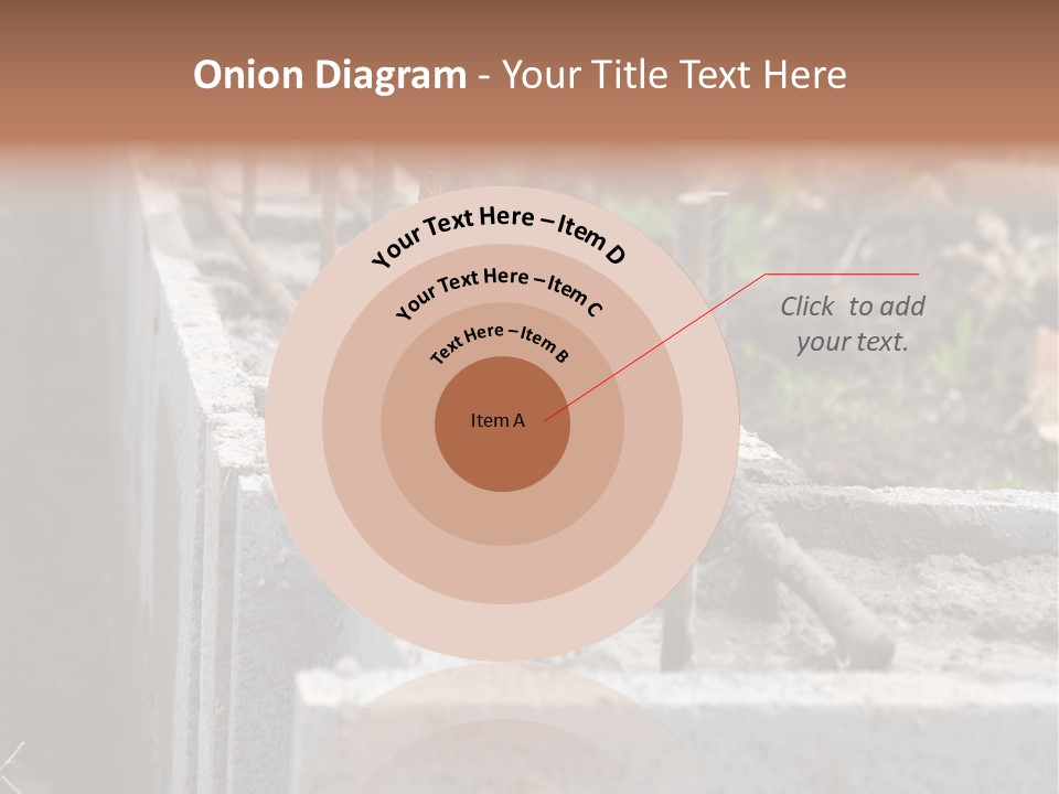 Closeup Of House Foundation Made From Concrete Shuttering Blocks Filled With Mortar And Reinforcement Bars PowerPoint Template