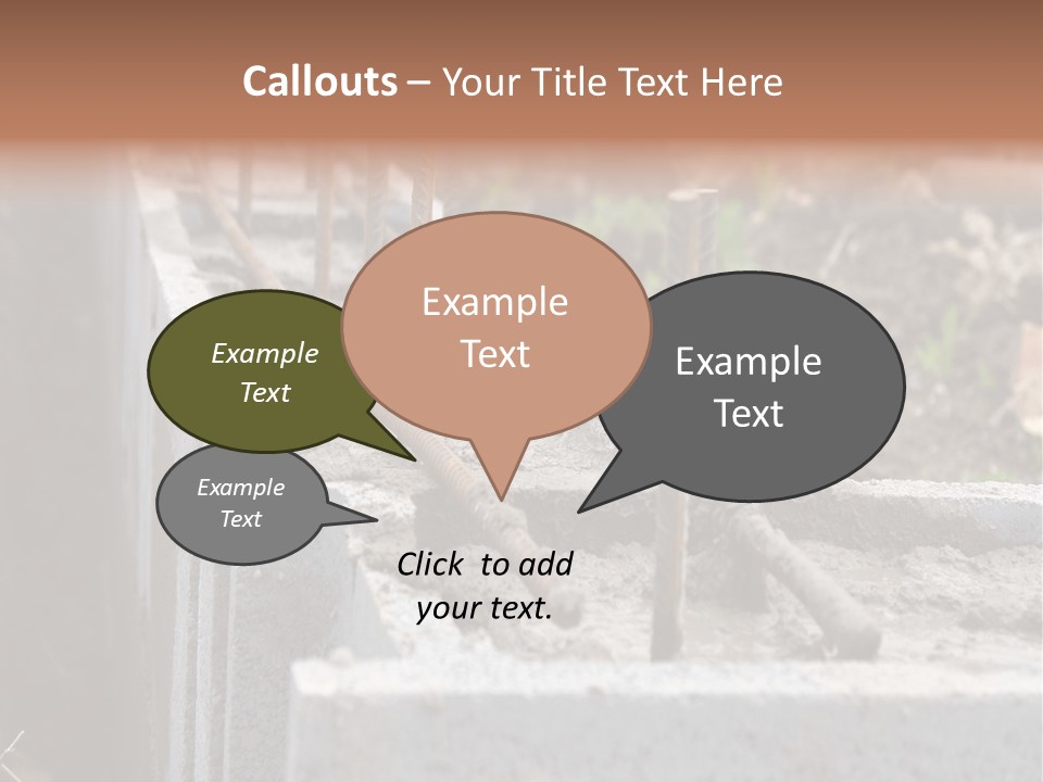 Closeup Of House Foundation Made From Concrete Shuttering Blocks Filled With Mortar And Reinforcement Bars PowerPoint Template