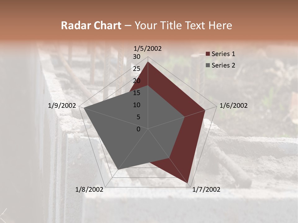 Closeup Of House Foundation Made From Concrete Shuttering Blocks Filled With Mortar And Reinforcement Bars PowerPoint Template
