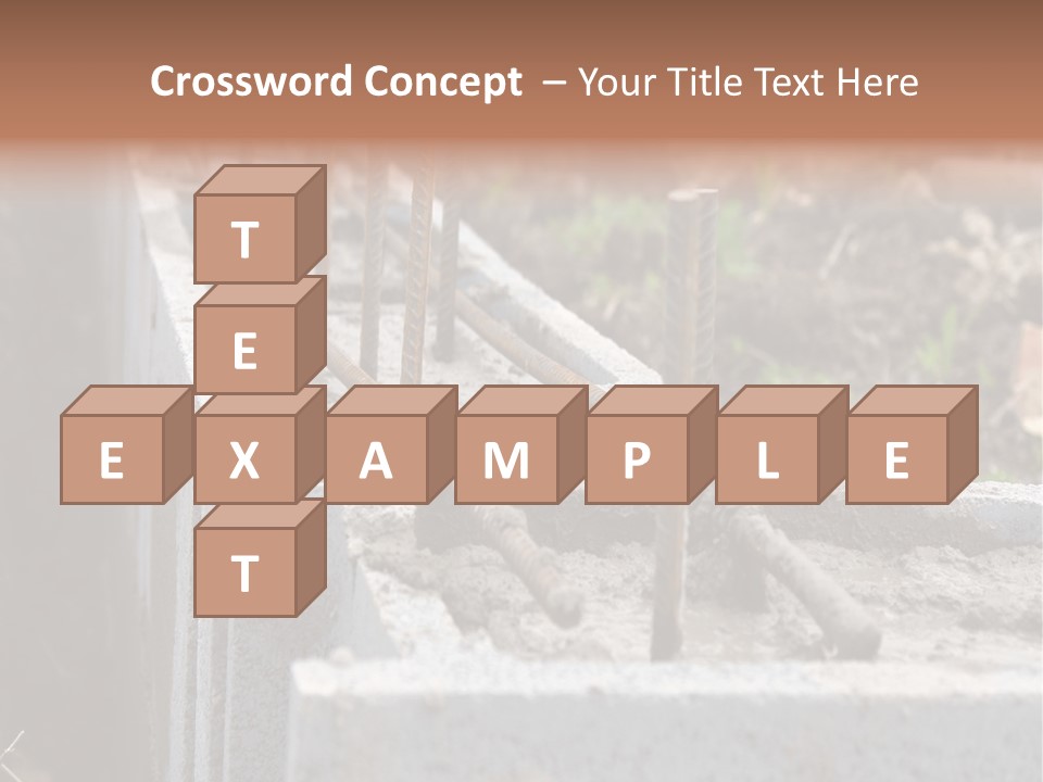 Closeup Of House Foundation Made From Concrete Shuttering Blocks Filled With Mortar And Reinforcement Bars PowerPoint Template