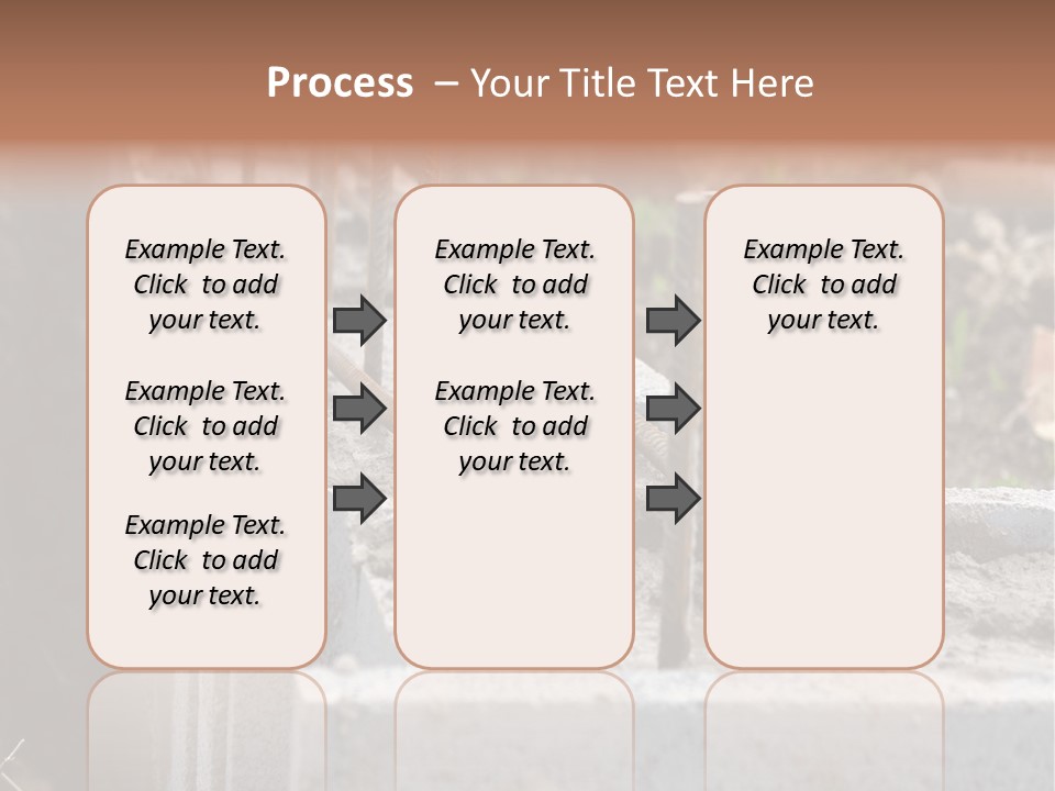 Closeup Of House Foundation Made From Concrete Shuttering Blocks Filled With Mortar And Reinforcement Bars PowerPoint Template