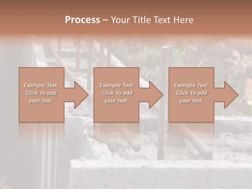 Closeup Of House Foundation Made From Concrete Shuttering Blocks Filled With Mortar And Reinforcement Bars PowerPoint Template