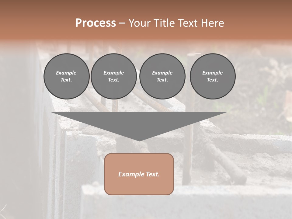 Closeup Of House Foundation Made From Concrete Shuttering Blocks Filled With Mortar And Reinforcement Bars PowerPoint Template