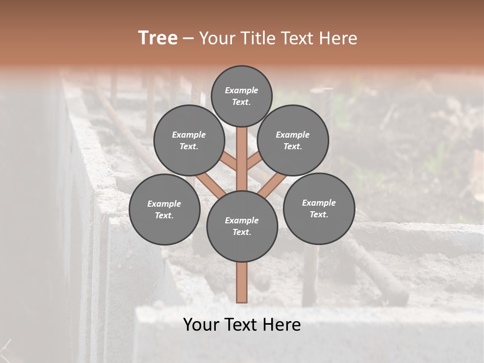 Closeup Of House Foundation Made From Concrete Shuttering Blocks Filled With Mortar And Reinforcement Bars PowerPoint Template