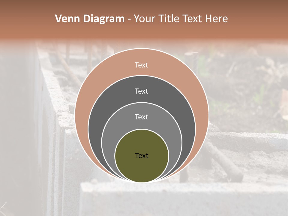 Closeup Of House Foundation Made From Concrete Shuttering Blocks Filled With Mortar And Reinforcement Bars PowerPoint Template