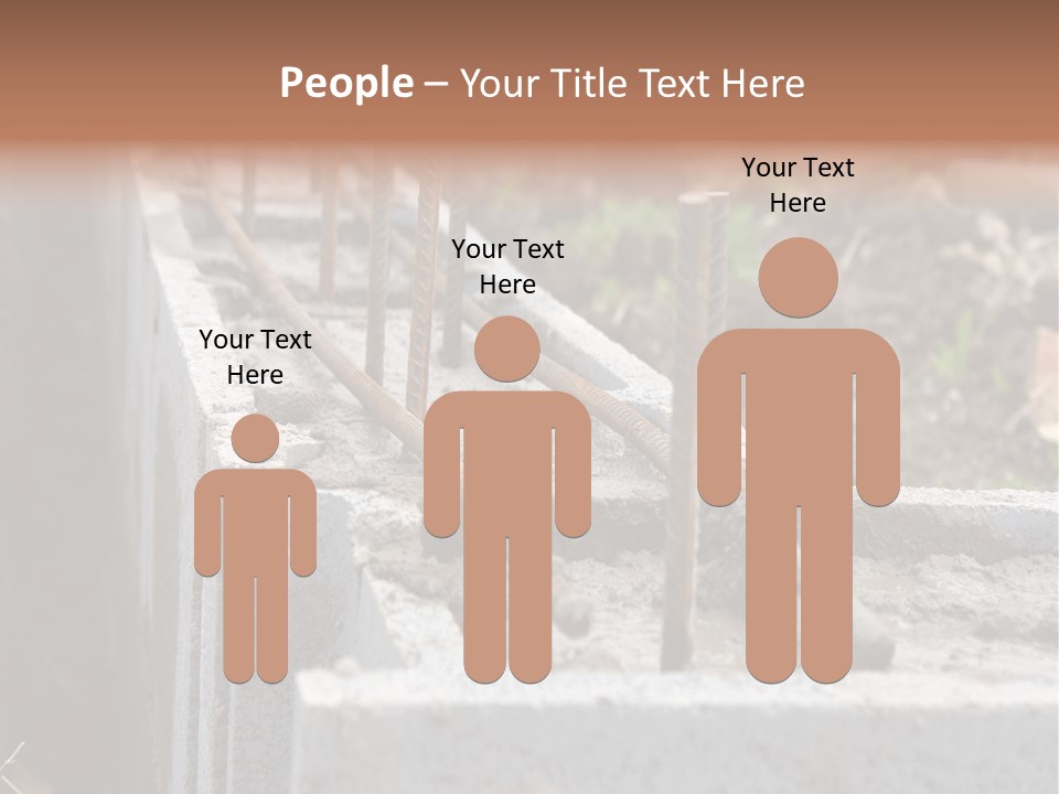Closeup Of House Foundation Made From Concrete Shuttering Blocks Filled With Mortar And Reinforcement Bars PowerPoint Template