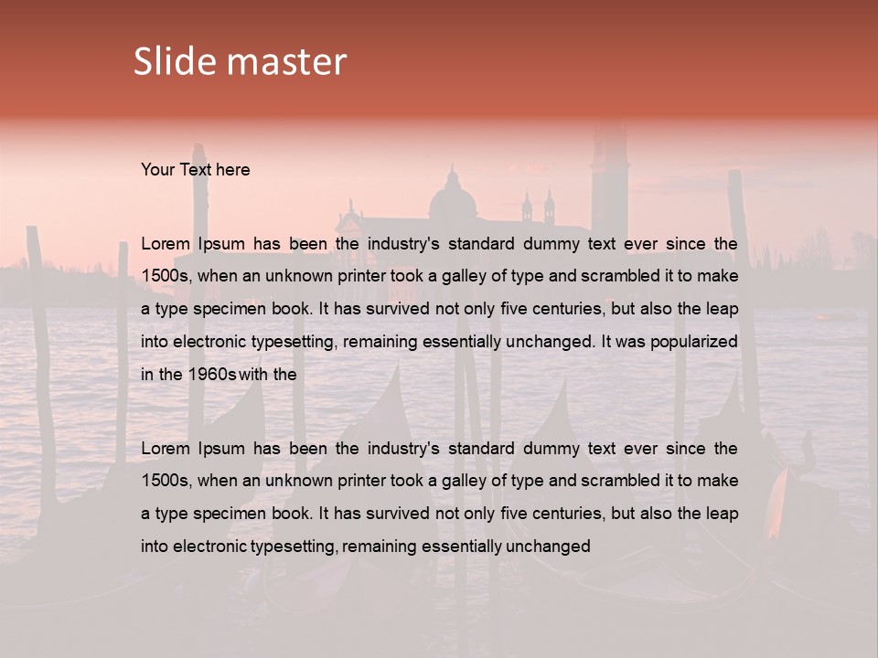 Gondolas By Saint Georgio At Sunset PowerPoint Template