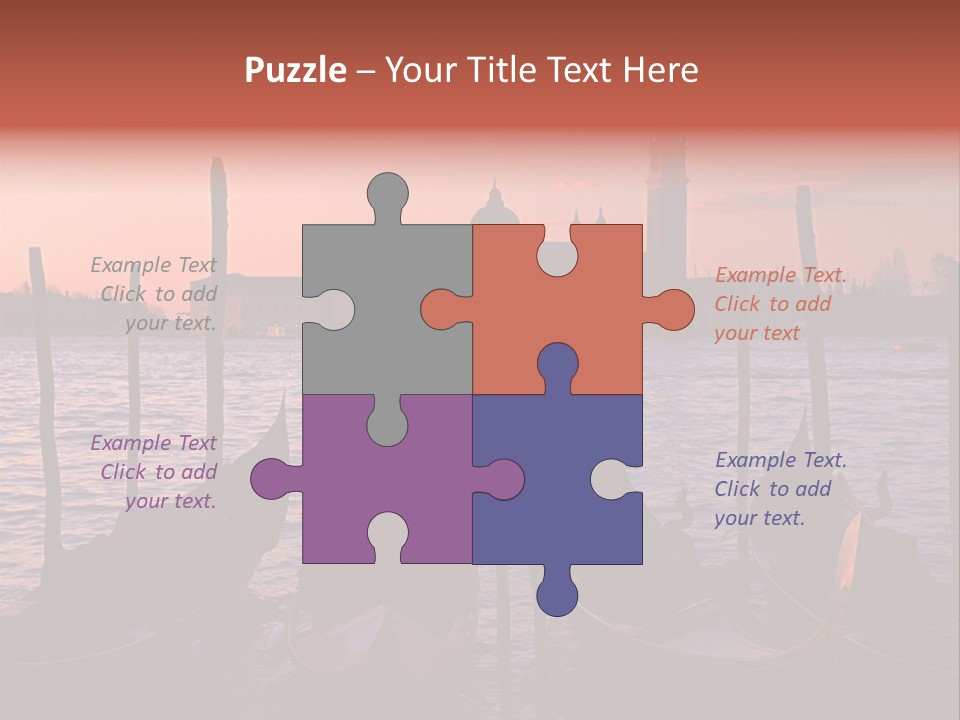 Gondolas By Saint Georgio At Sunset PowerPoint Template