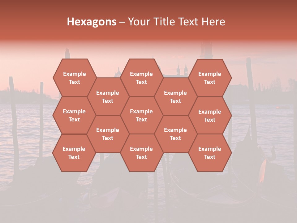 Gondolas By Saint Georgio At Sunset PowerPoint Template