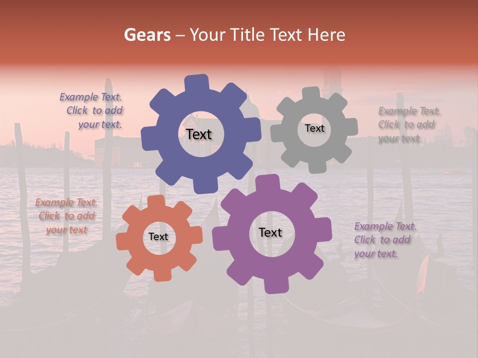 Gondolas By Saint Georgio At Sunset PowerPoint Template