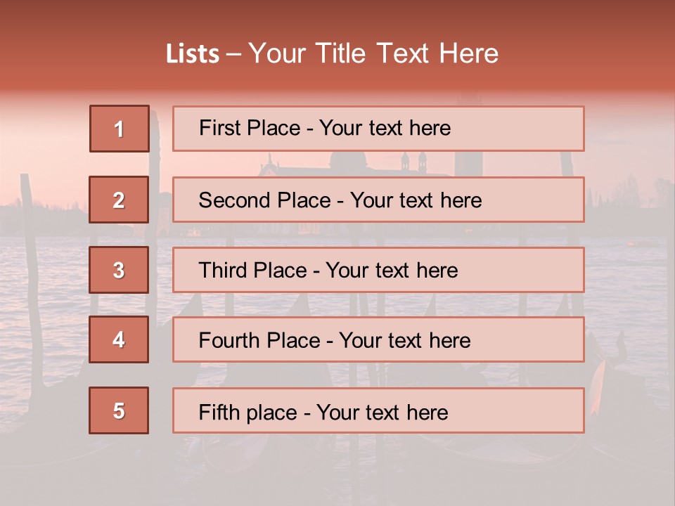 Gondolas By Saint Georgio At Sunset PowerPoint Template