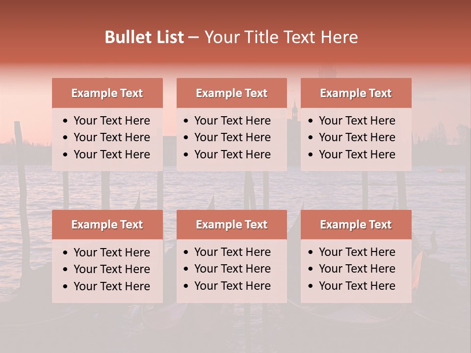 Gondolas By Saint Georgio At Sunset PowerPoint Template