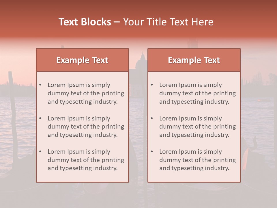 Gondolas By Saint Georgio At Sunset PowerPoint Template