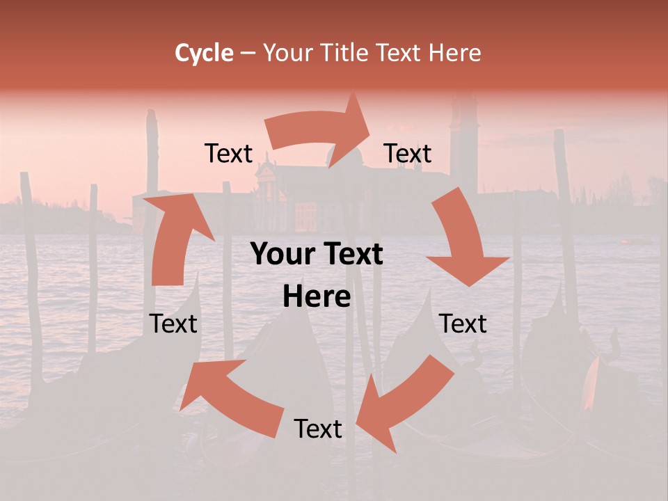 Gondolas By Saint Georgio At Sunset PowerPoint Template