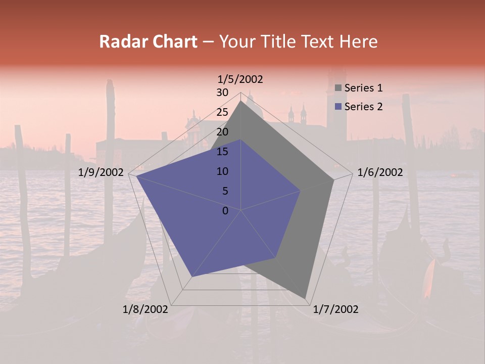 Gondolas By Saint Georgio At Sunset PowerPoint Template