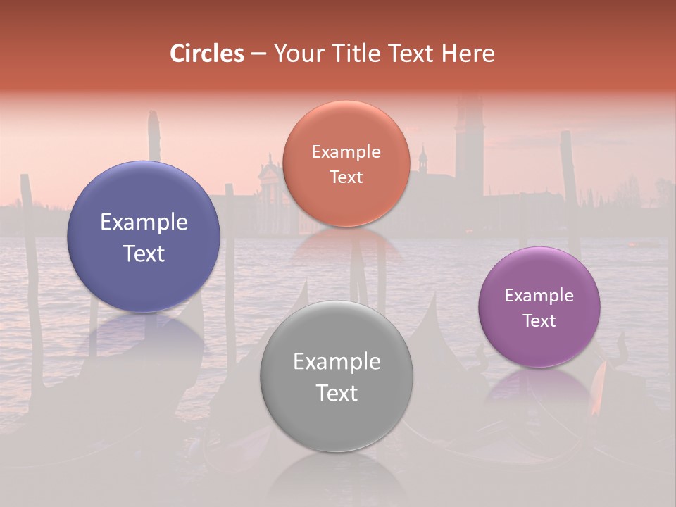 Gondolas By Saint Georgio At Sunset PowerPoint Template