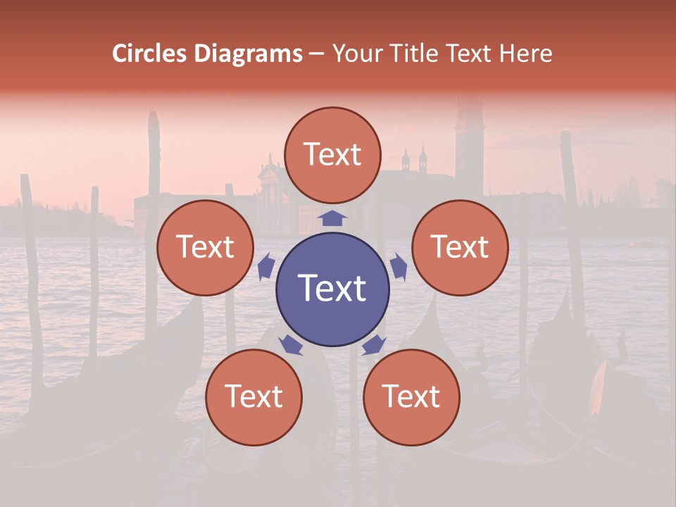 Gondolas By Saint Georgio At Sunset PowerPoint Template