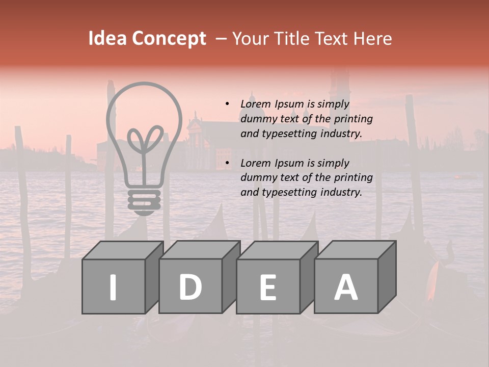 Gondolas By Saint Georgio At Sunset PowerPoint Template