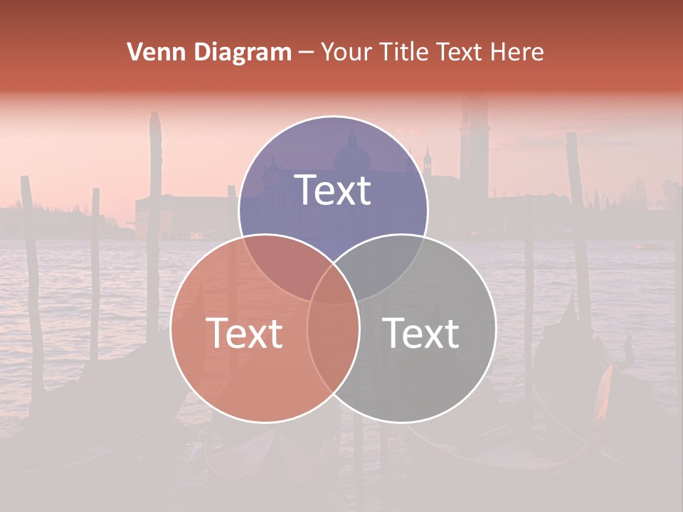 Gondolas By Saint Georgio At Sunset PowerPoint Template