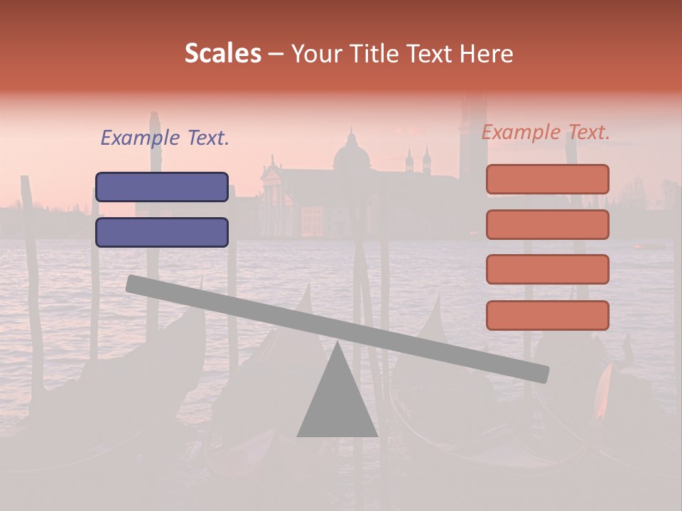 Gondolas By Saint Georgio At Sunset PowerPoint Template