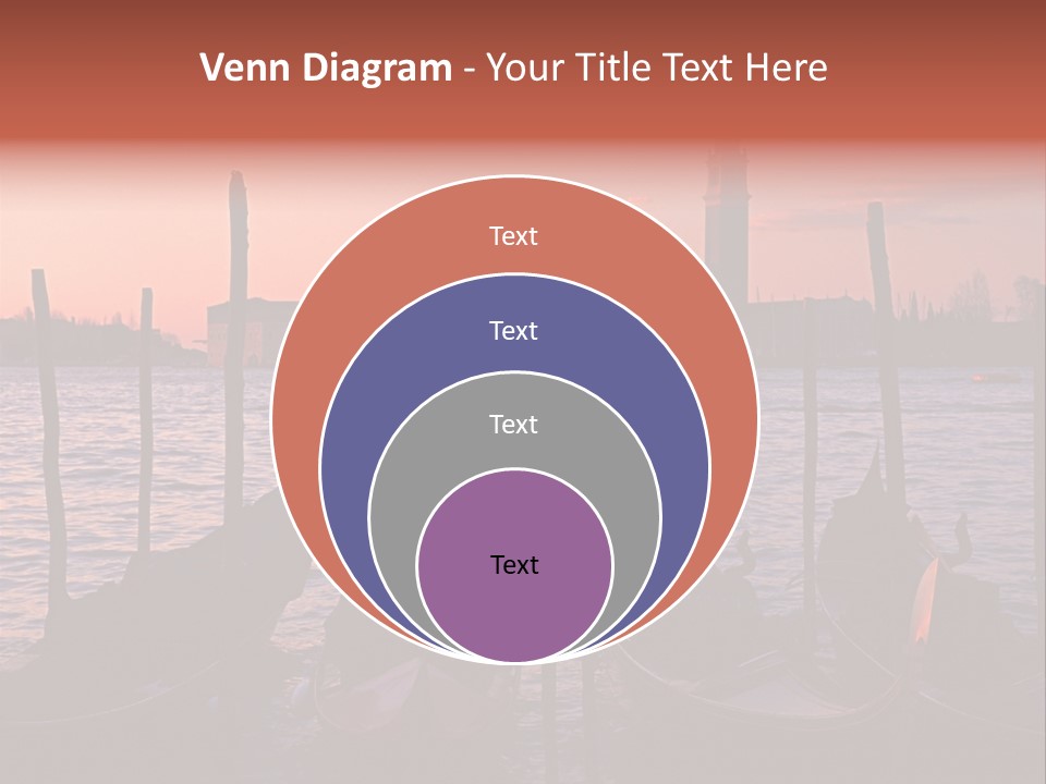 Gondolas By Saint Georgio At Sunset PowerPoint Template