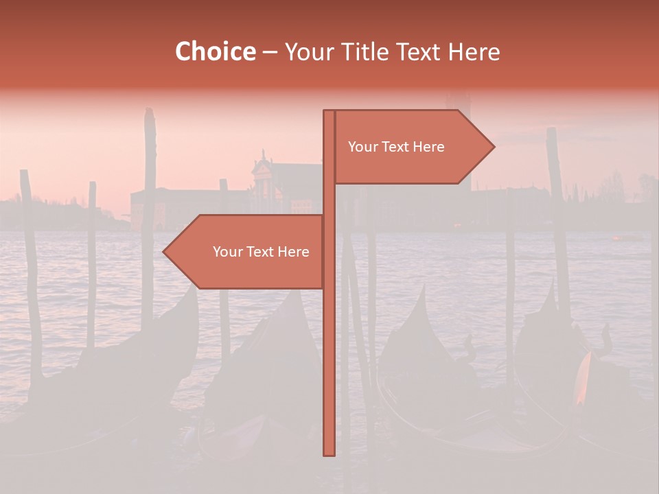 Gondolas By Saint Georgio At Sunset PowerPoint Template