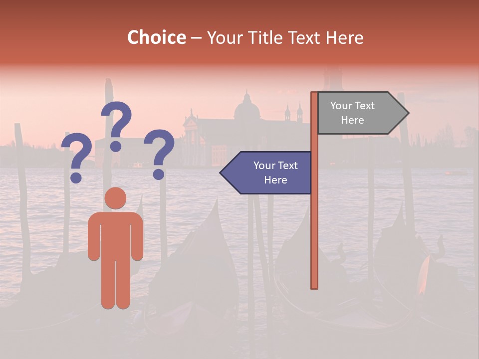 Gondolas By Saint Georgio At Sunset PowerPoint Template
