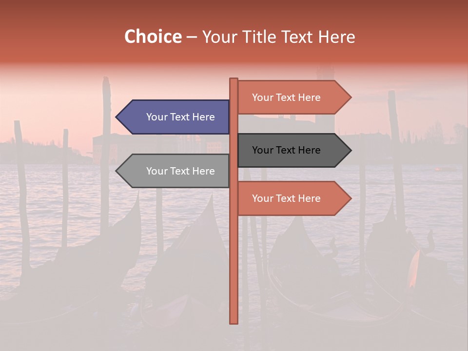 Gondolas By Saint Georgio At Sunset PowerPoint Template