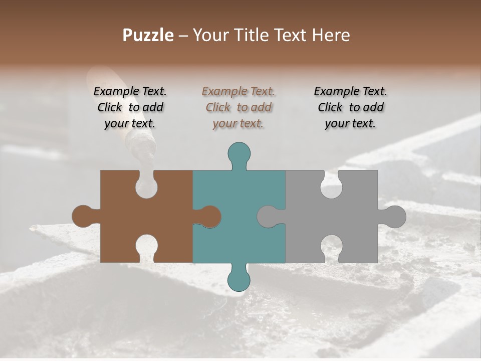 Closeup Of Mason's Trowel On Concrete Shuttering Blocks Filled With Mortar PowerPoint Template