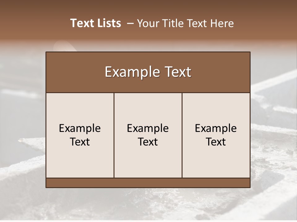 Closeup Of Mason's Trowel On Concrete Shuttering Blocks Filled With Mortar PowerPoint Template