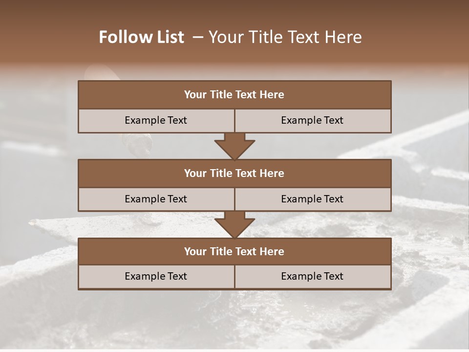 Closeup Of Mason's Trowel On Concrete Shuttering Blocks Filled With Mortar PowerPoint Template
