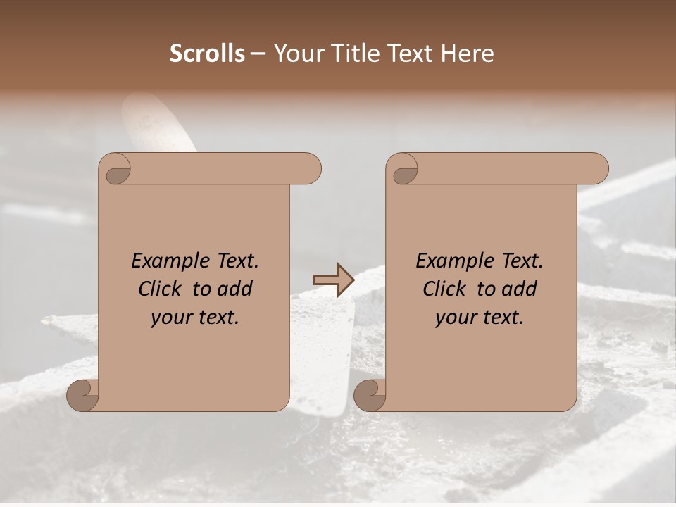 Closeup Of Mason's Trowel On Concrete Shuttering Blocks Filled With Mortar PowerPoint Template
